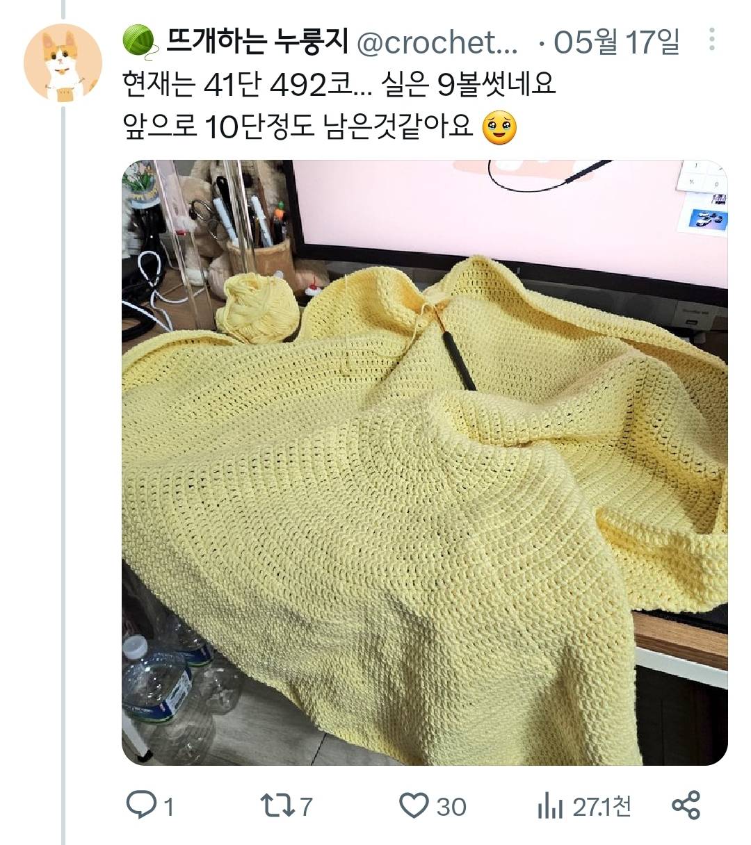 뜨개질로 대왕 피자 만들기.twt | 인스티즈