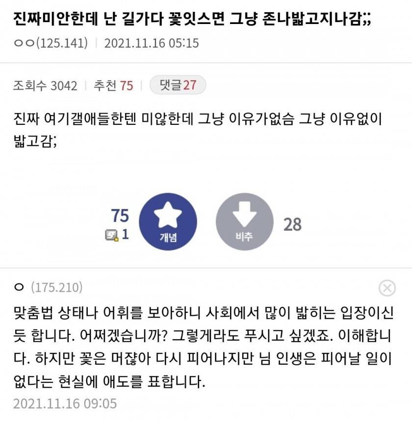 ???: 진짜 미안한데 난 길 가다 꽃 있으면 그냥 밟고 지나감 | 인스티즈