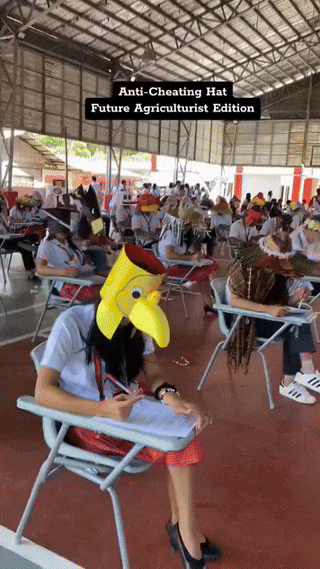 필리핀 어느 학교에서 컨닝 방지한다고 학생들한테 모자 만들어 오라고 했대 | 인스티즈