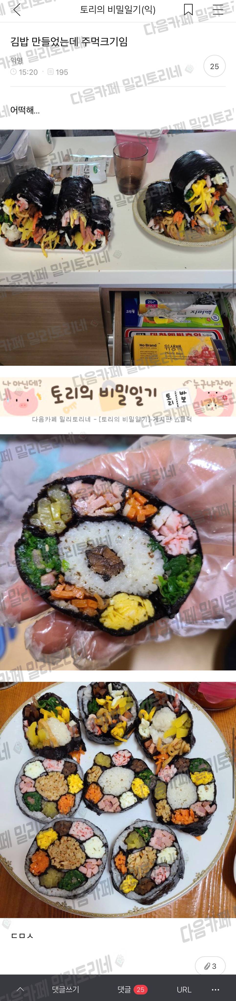 김밥 만들었는데 주먹크기임 | 인스티즈