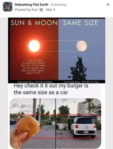 태양과 달의 크기가 똑같다는 지구평평론자 | 인스티즈