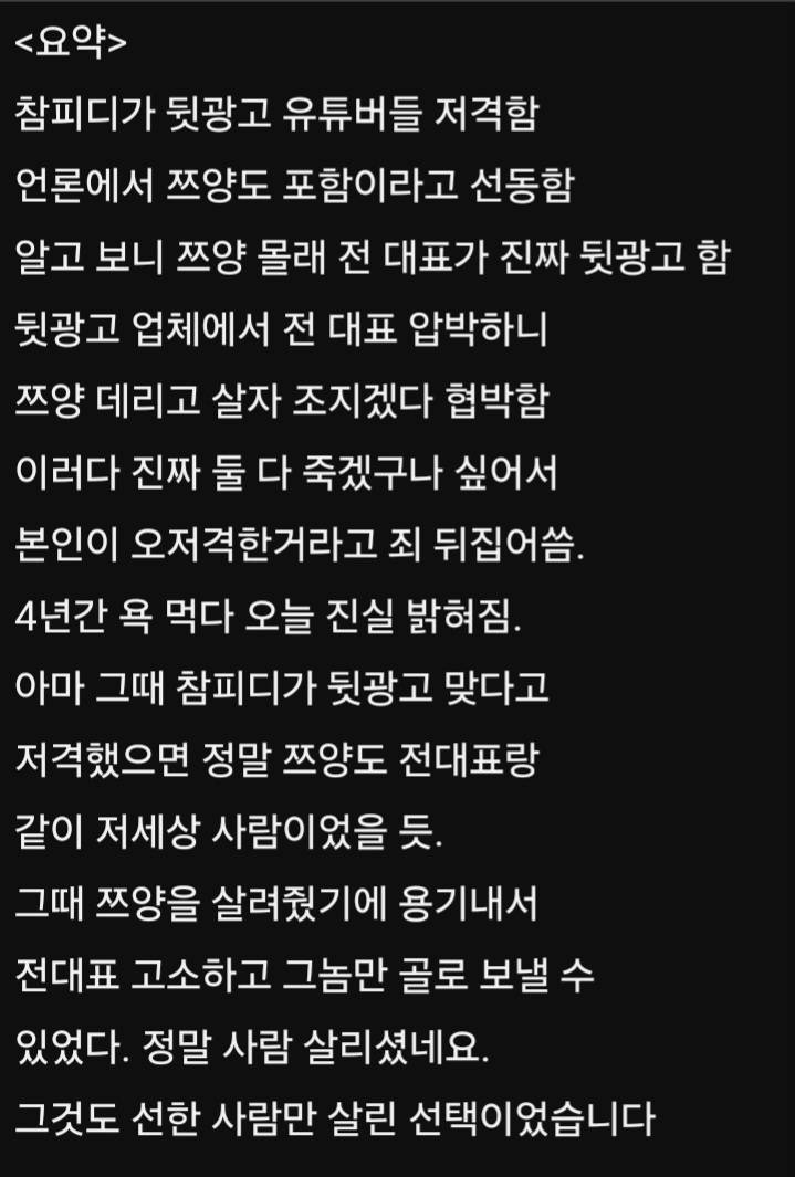 쯔양을 도와준 참피디 유튜브 근황20