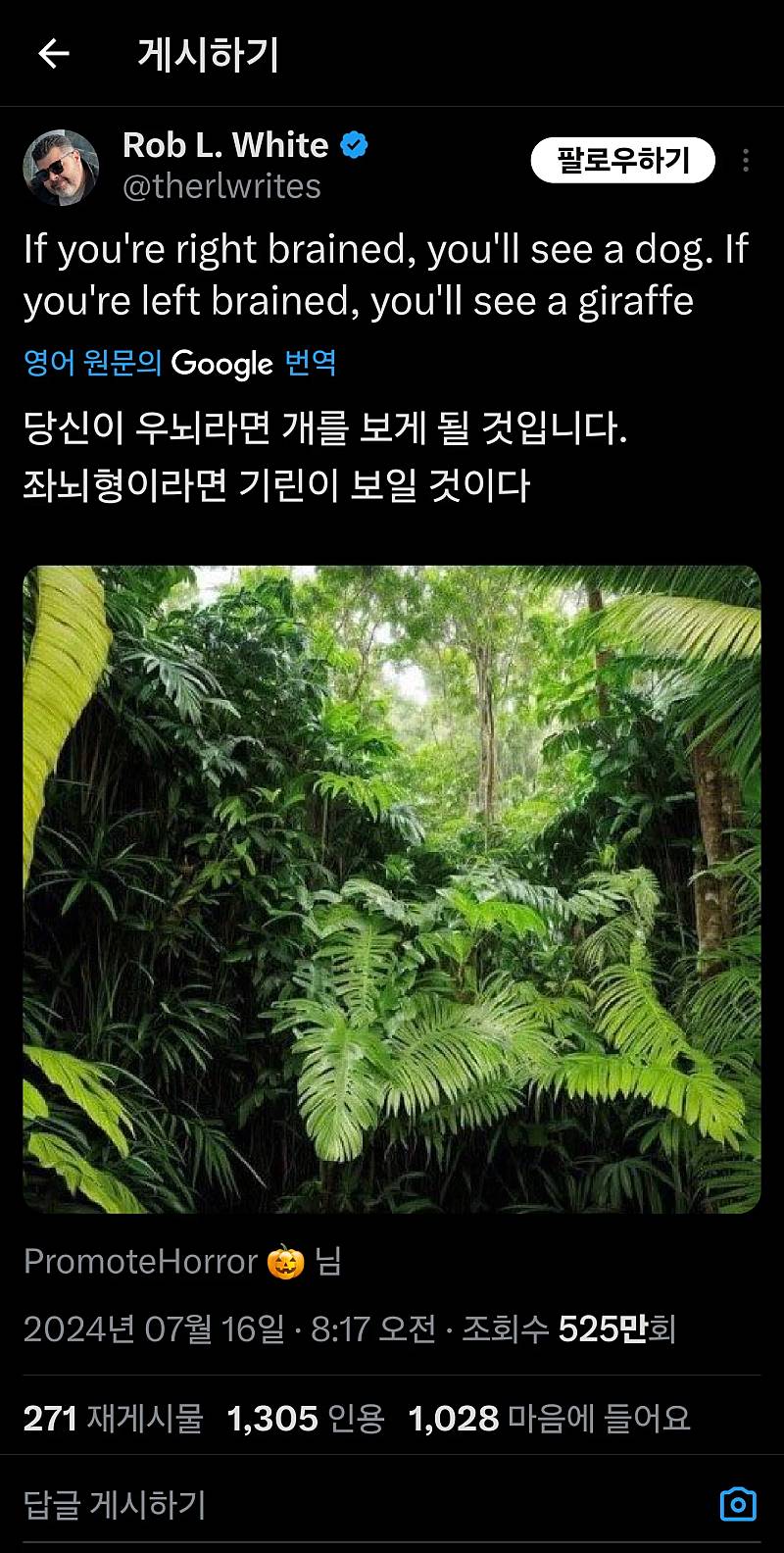 우뇌라면 "개" 가보이고 좌뇌라면 "기린"이 보입니다 jpg | 인스티즈