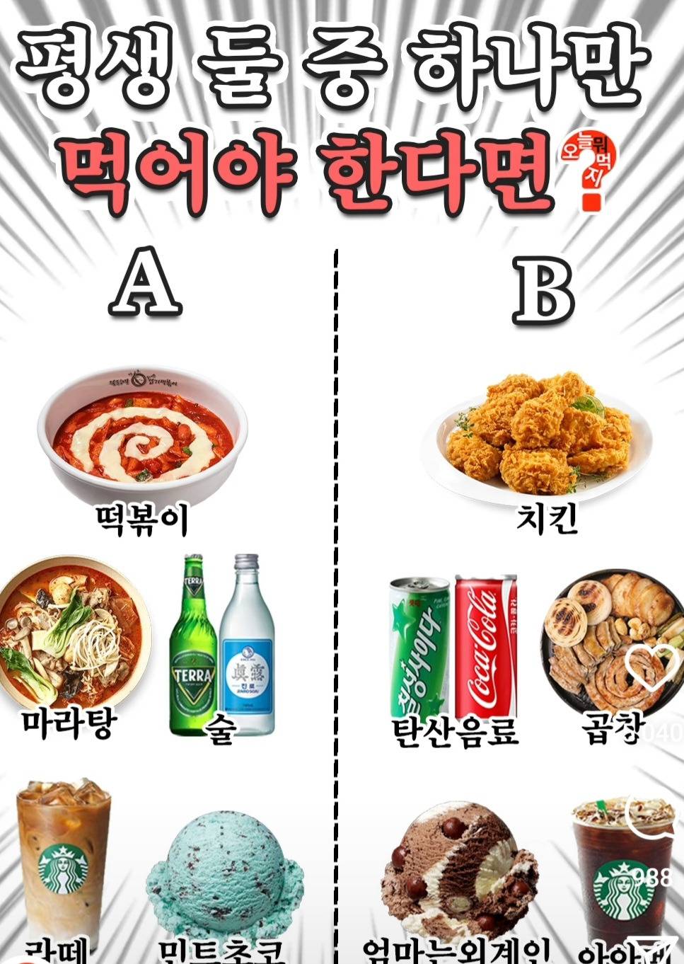 평생 둘 중 하나만 먹어야한다면 어느쪽 먹을거야? | 인스티즈