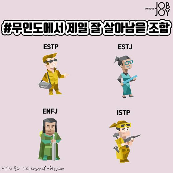 무인도에서 가장 잘 살아남을 mbti 조합 나름대로 분석해봄 (주관주의) (ISTP / ENFJ / ESTJ / ESTP) | 인스티즈