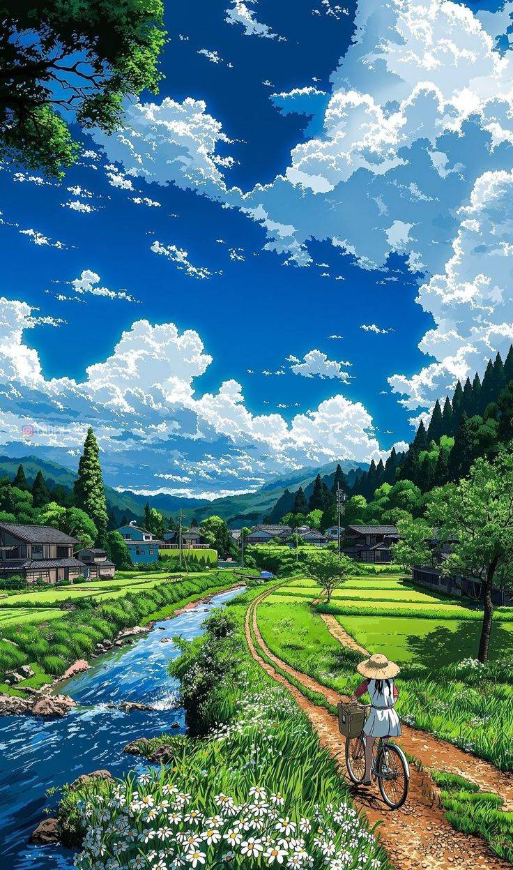  구름 가득 일본 애니 느낌 폰 배경 화면.1 | 인스티즈