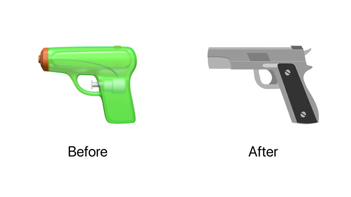 X에서 물총모양 🔫 이모지가 실제 총 이모지로 보이게 교체됐다고 함.jpg | 인스티즈