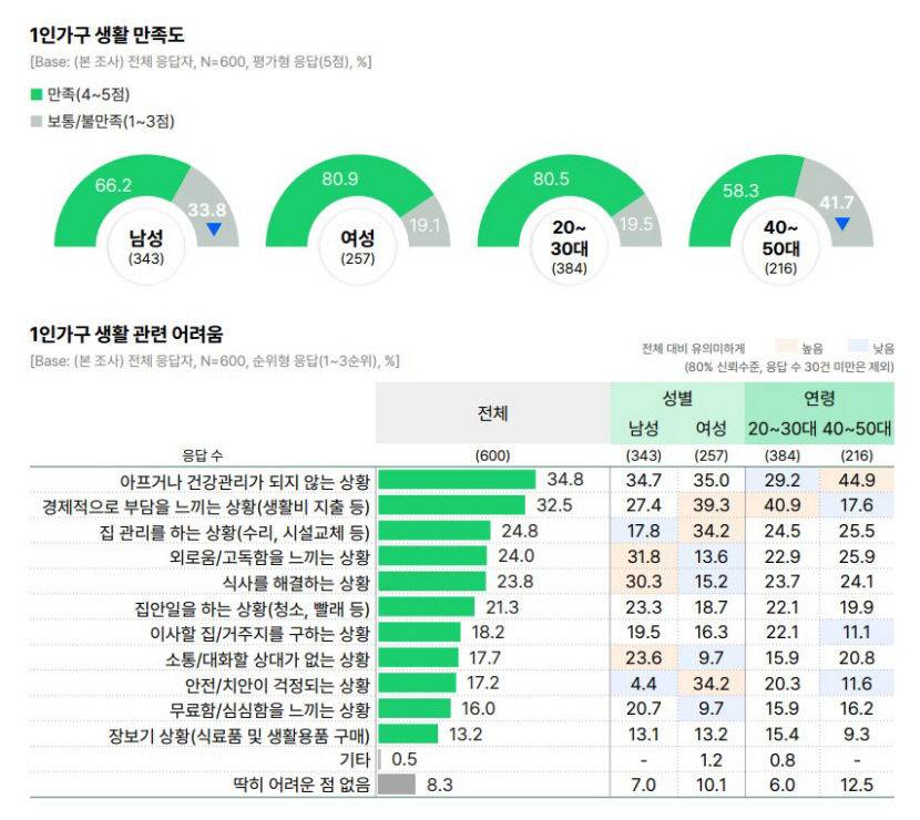 여성 1인가구의 걱정 vs 남성 1인가구의 걱정 | 인스티즈