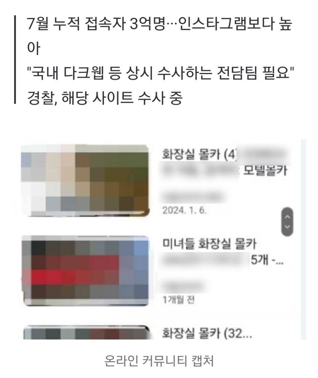 '여자화장실 레전드 몰카' 국내 웹사이트 접속자 수 무려…인스타그램도 뛰어넘었다 | 인스티즈