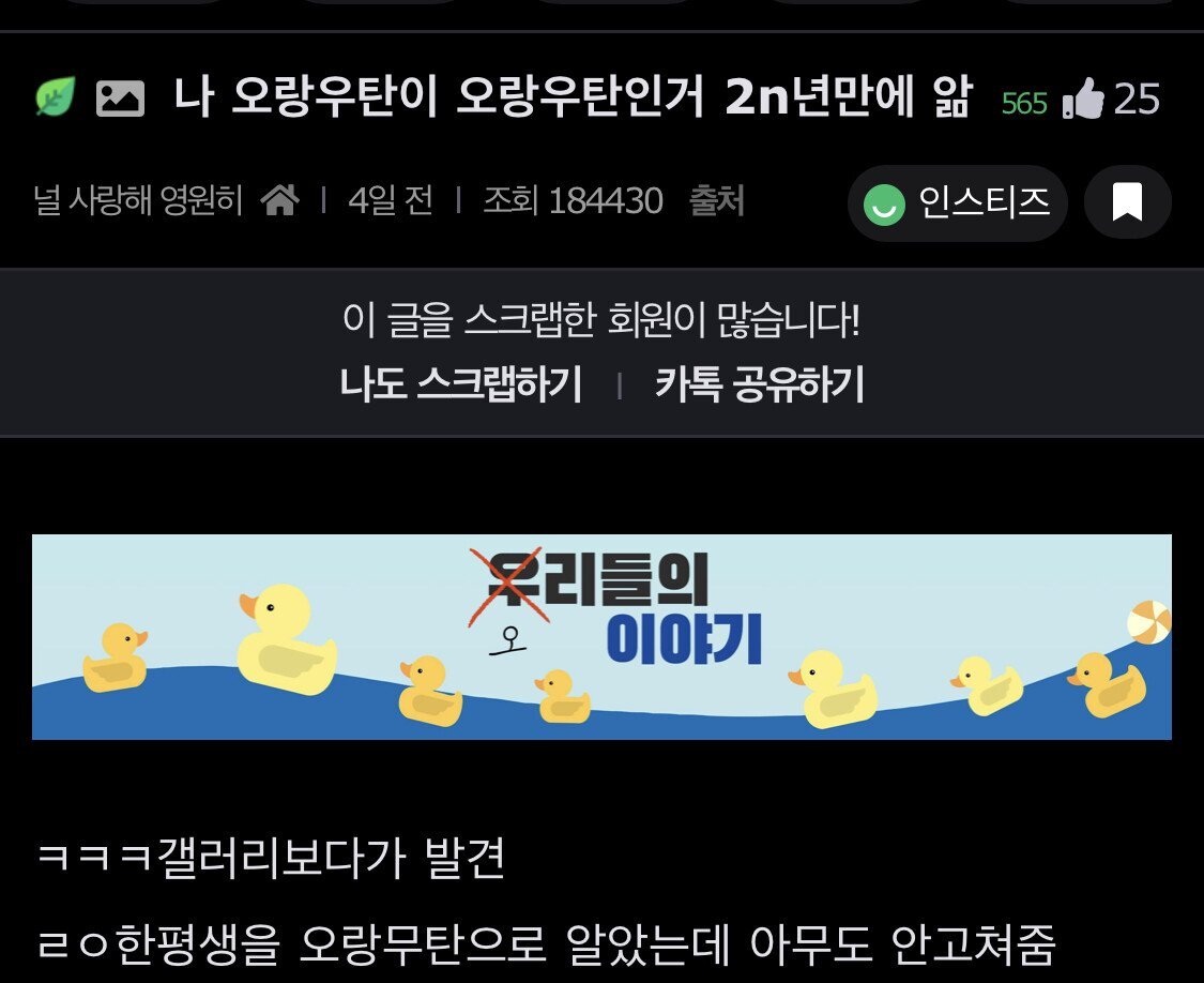나 오랑우탄이 오랑우탄인 거 2n년 만에 앎.jpg | 인스티즈