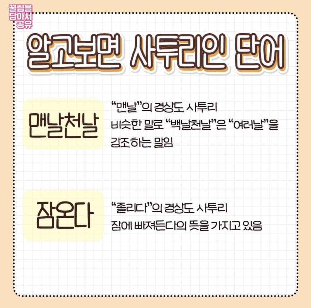 알고보면 사투리인 단어들 | 인스티즈