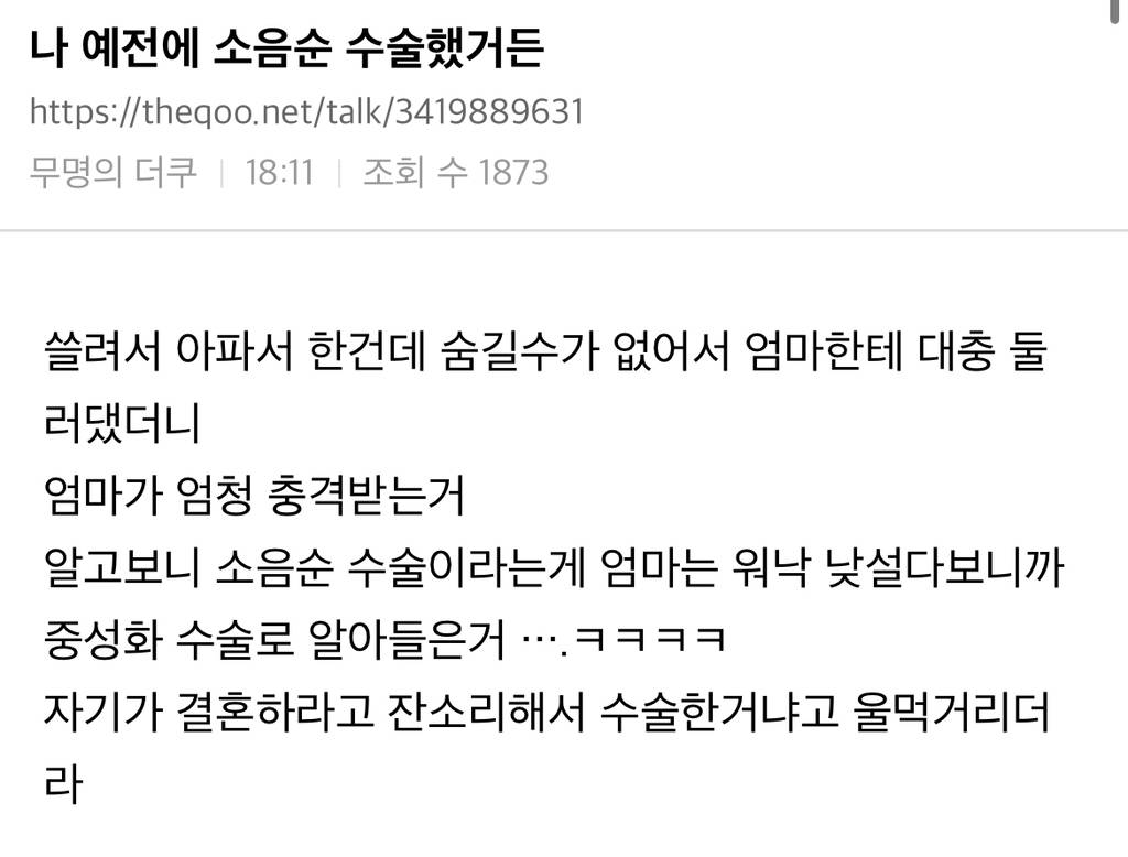 나 예전에 소음순 수술했거든 | 인스티즈