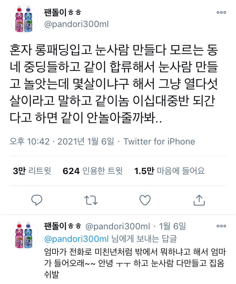 혼자 롱패딩 입고 눈사람 만들다 모르는 동네 중딩들하고 놀았는데 | 인스티즈