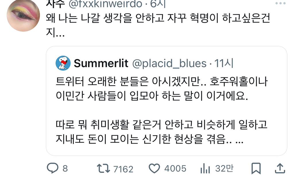 호주워홀이나 이민간 사람들이 입모아 하는 말.twt | 인스티즈