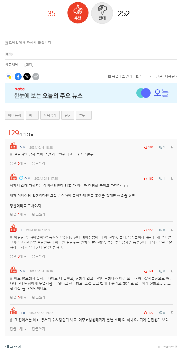 제가 옷을 너무잘입어서 예비동서가 싫대요 | 인스티즈