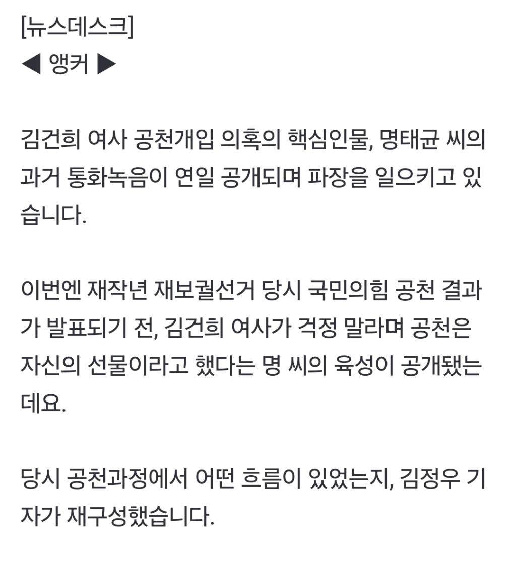 "여사님이 김영선 걱정 말라고" 명태균 녹취로 본 공천 과정 | 인스티즈