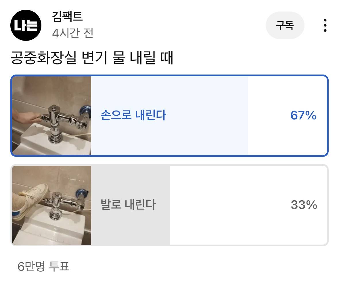 공중화장실 변기 물 내릴때 나뉜다는 두 타입 | 인스티즈