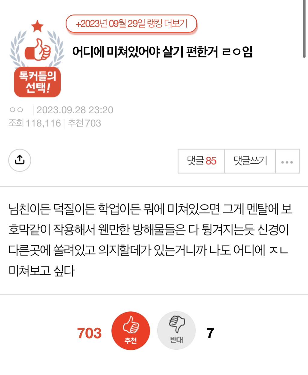 어디에 미쳐있어야 살기 편한거 ㄹㅇ임 | 인스티즈