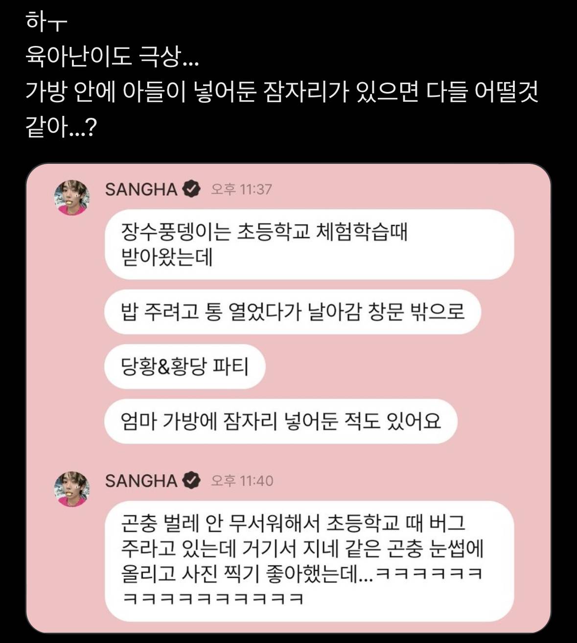 [잡담] 아들이 내 가방에 잠자리 넣어놓으면 어떨거 같음??? | 인스티즈