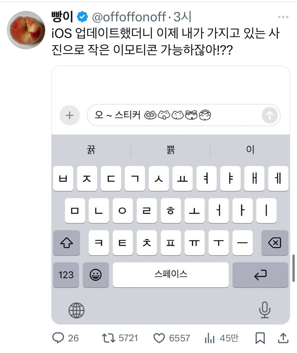 iOS 업데이트했더니 이제 내가 가지고 있는 사진으로 작은 이모티콘 가능하잖아!?? | 인스티즈