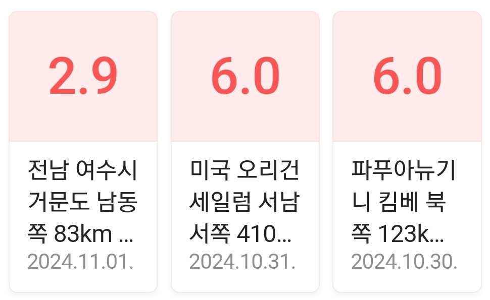 진짜 큰 거 오나...? 요즘 하루에 한 번 꼴로 나고 있는 지진 근황... | 인스티즈