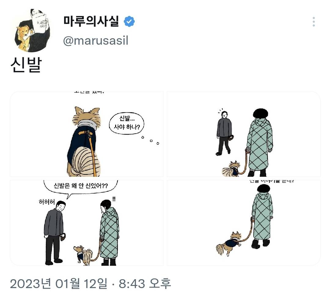 아저씨가 강아지 신발에 관심을 가진 이유.twt 🐶🥺 | 인스티즈