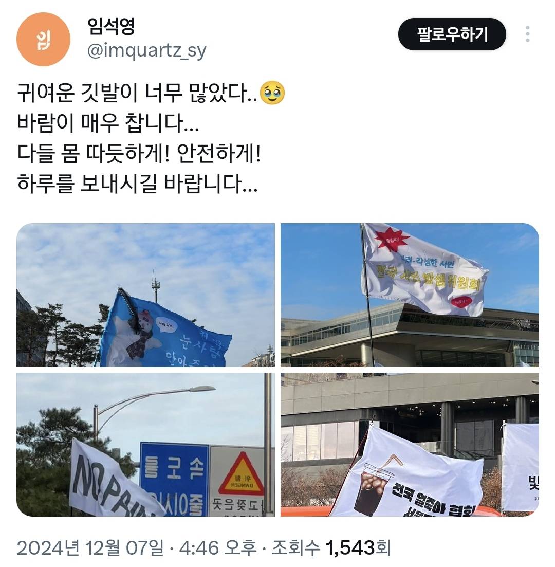 오늘 탄핵 시위에 있었던 신박하고 근본없는 깃발들 모음.twt | 인스티즈