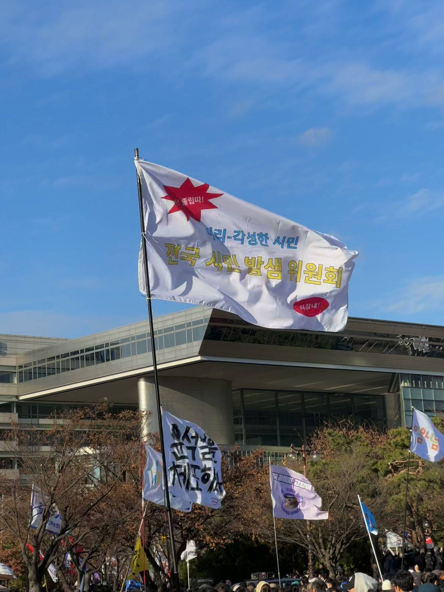 오늘 탄핵 시위에 있었던 신박하고 근본없는 깃발들 모음.twt | 인스티즈