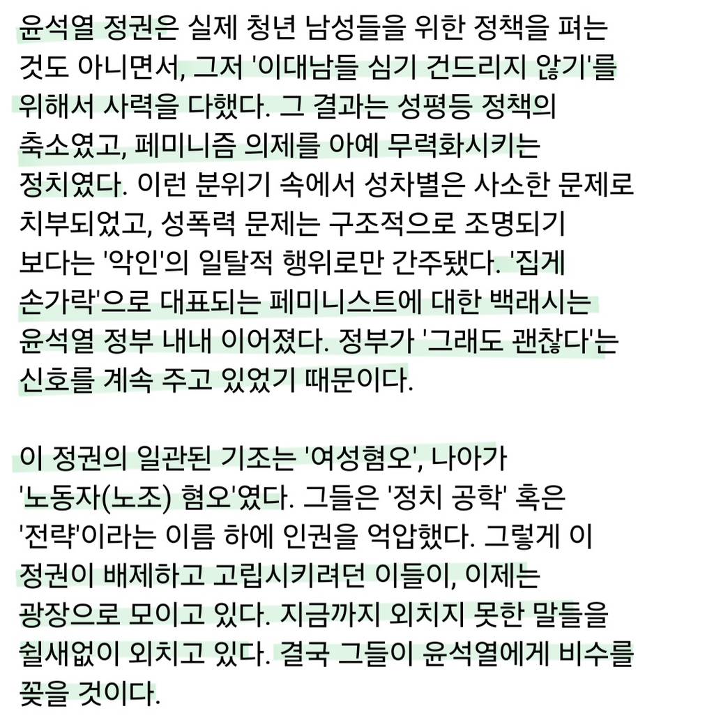 응원봉 집회에 대한 오마이뉴스 기자의 글 | 인스티즈