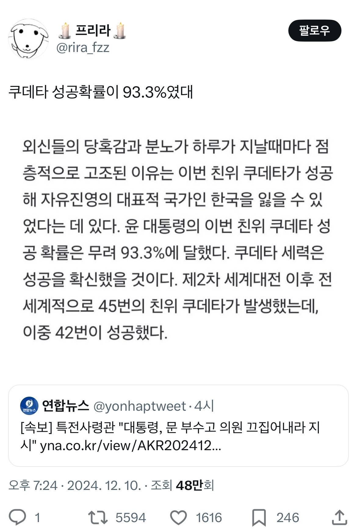 @: 쿠데타 성공확률이 93.3%였대 | 인스티즈