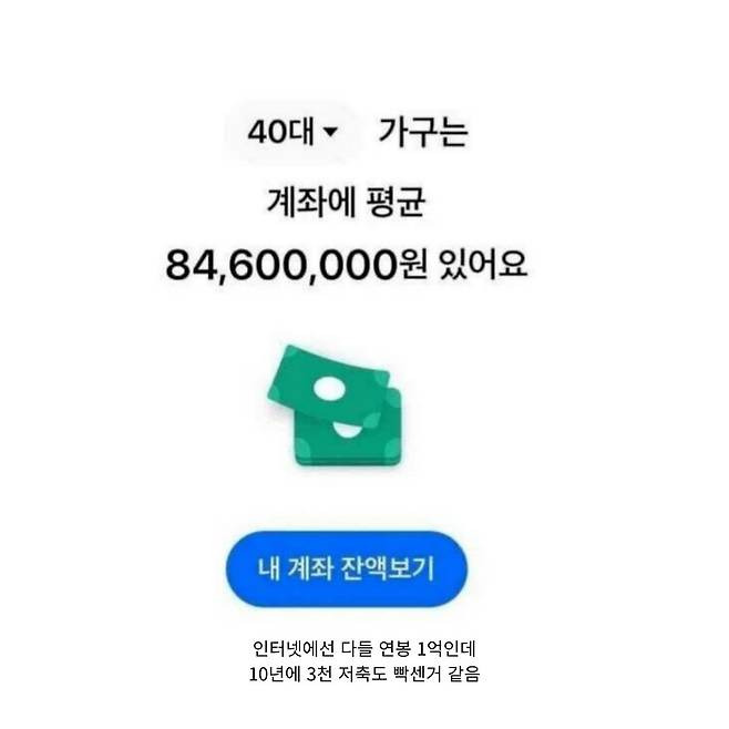 대한민국 20대, 30대, 40대들의 평균 계좌잔액 | 인스티즈