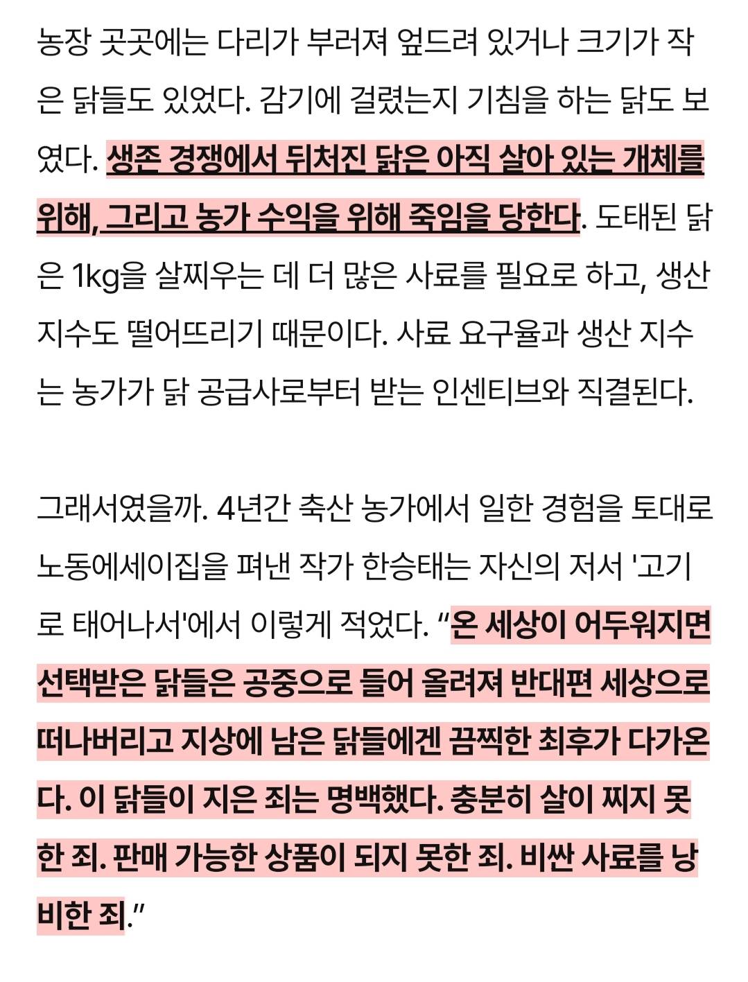 어젯밤 당신이 먹은 치킨은 한 달 동안 못 잔 닭이다 | 인스티즈