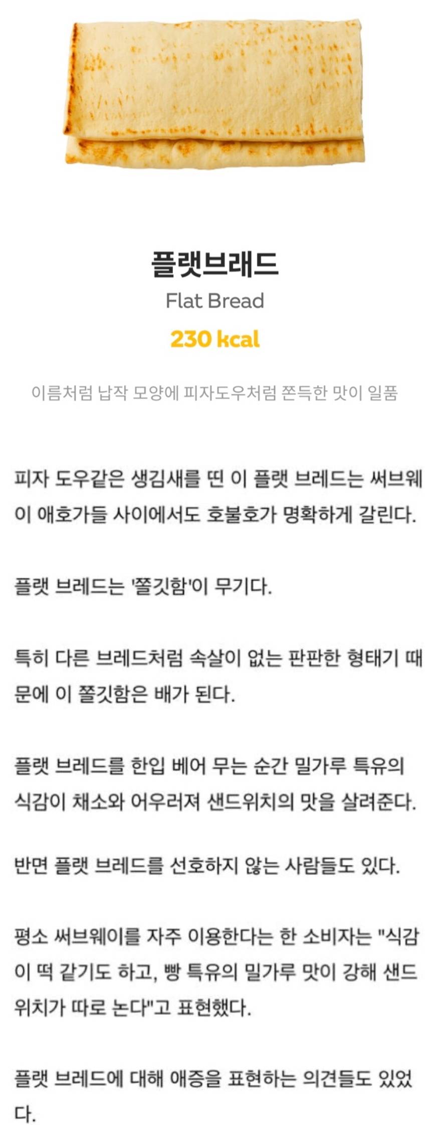 써브웨이 빵 종류 중 가장 호불호 심한 '플랫 브래드' | 인스티즈