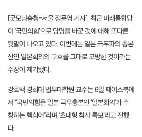 당명 '국민의힘'…일본 극우파 슬로건 '國民の力' 표절 논란 | 인스티즈