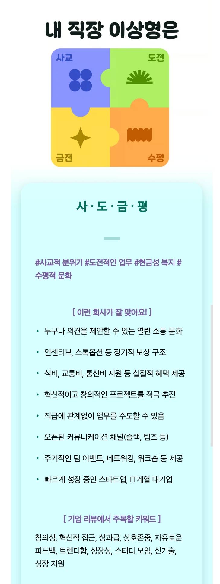 난 어떤 회사가 잘 맞을까? 직장 이상형 테스트 | 인스티즈