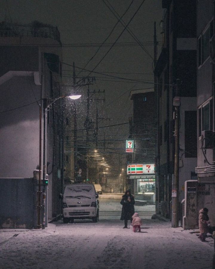 눈 내리는 밤의 서울 풍경 | 인스티즈