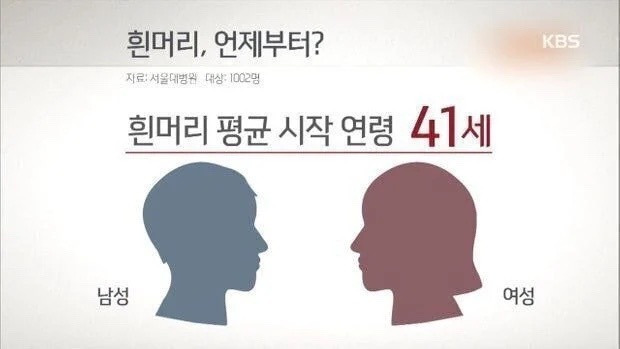 흰머리 평균 시작 연령.jpg | 인스티즈