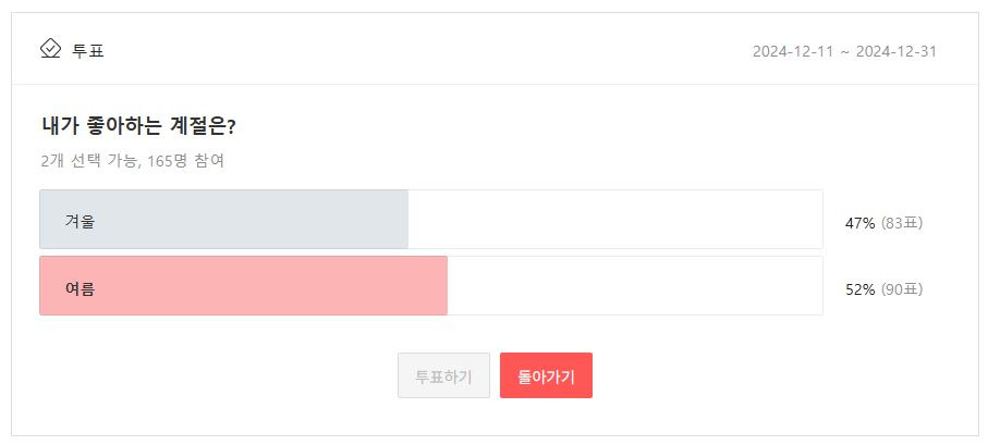 [투표] 탁서들이 좋아하는 계절은? 겨울 vs 여름 (투표결과 : 여름 승리) | 인스티즈