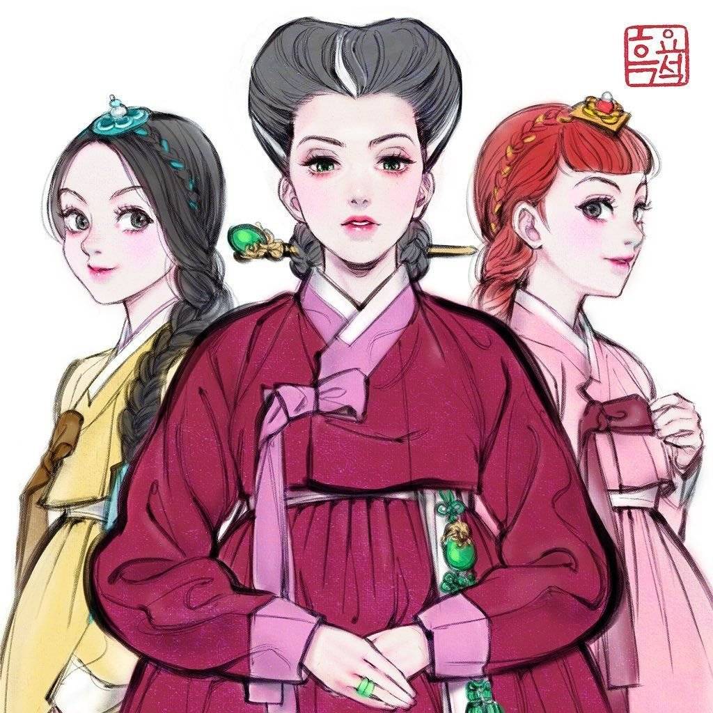한국풍 일러로 유명한 흑요석 작가가 그린 디즈니 빌런 캐릭터들 | 인스티즈