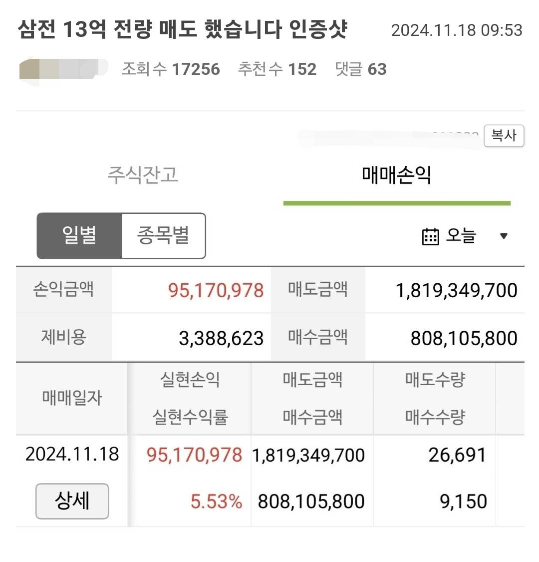 삼성전자에 13억 몰빵했던 사람 근황.jpg | 인스티즈