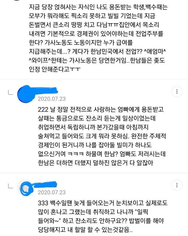 전업주부 현실적 문제 말해주는 달글 캡쳐+쩌리댓추가 | 인스티즈