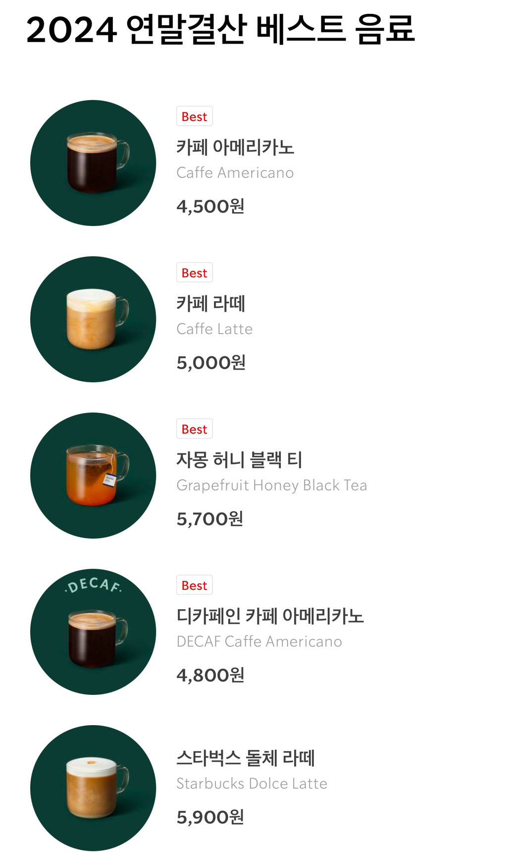 스타벅스 2024 베스트 음료 | 인스티즈