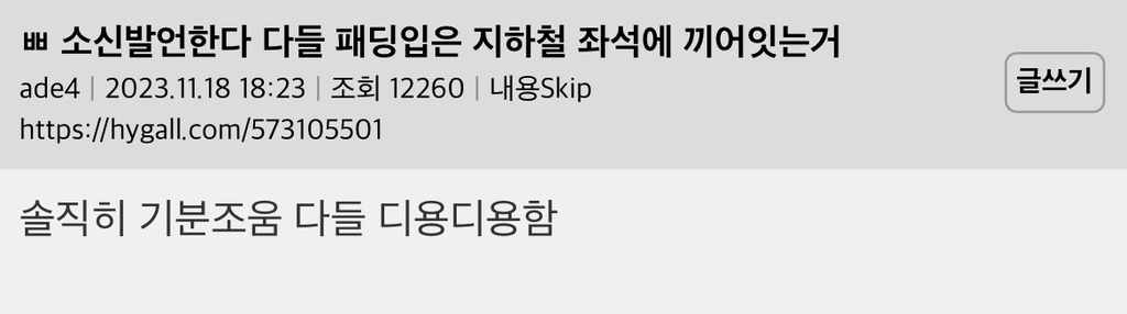 소신발언한다 다들 패딩입은 지하철 좌석에 끼어잇는거 | 인스티즈