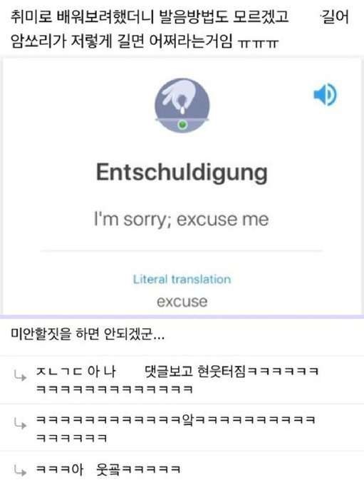 독일어로 미안하다는 단어를 배워보려고 했는데 | 인스티즈