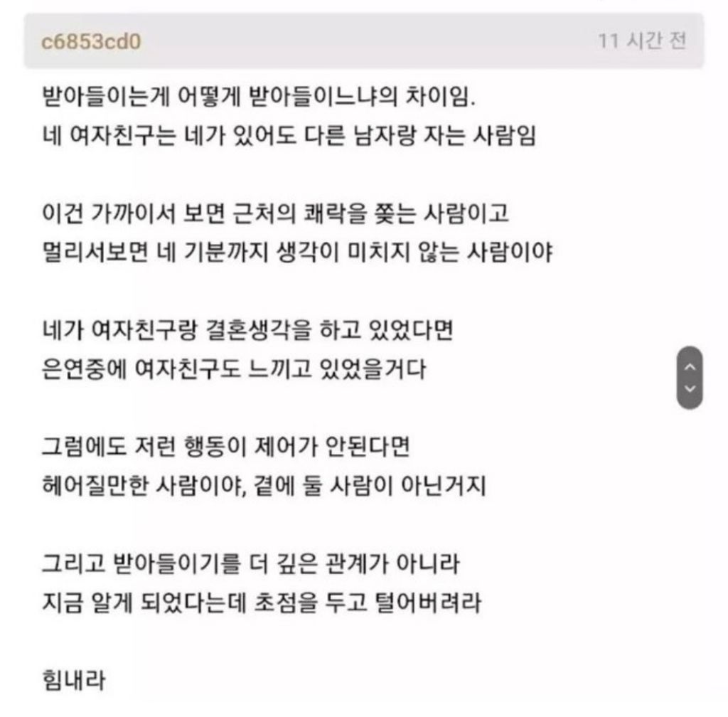 애인이 딴 남자랑 잤다는 글에 현자가 단 댓글 | 인스티즈