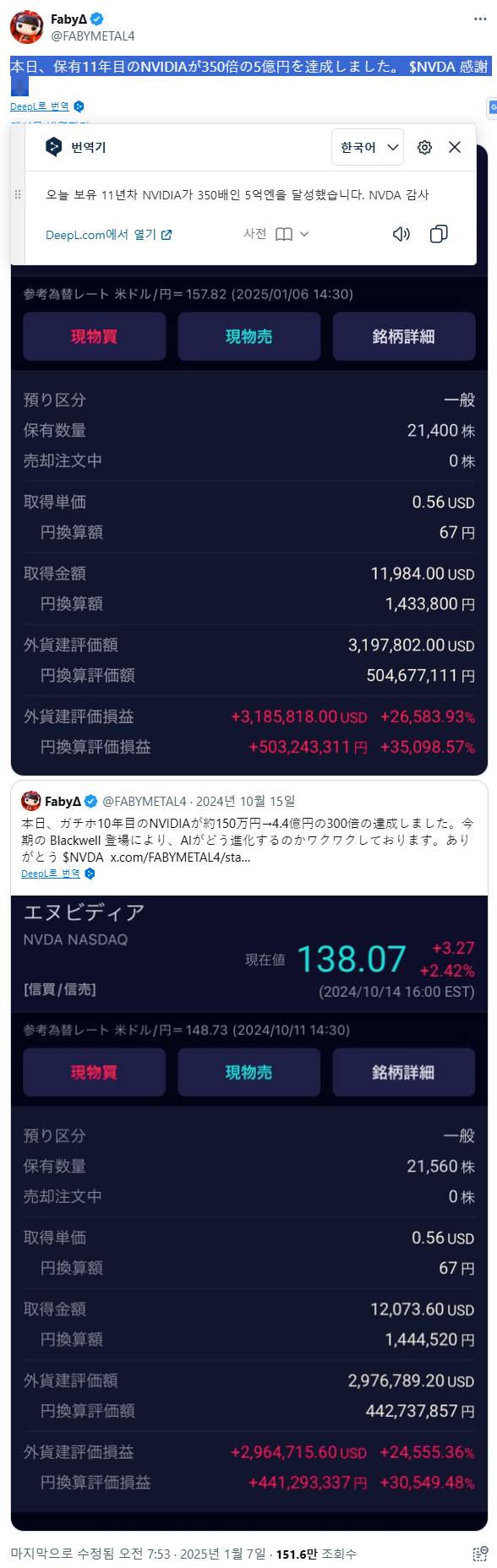 11년 엔비디아 1300만원 열버 일본인 근황 | 인스티즈