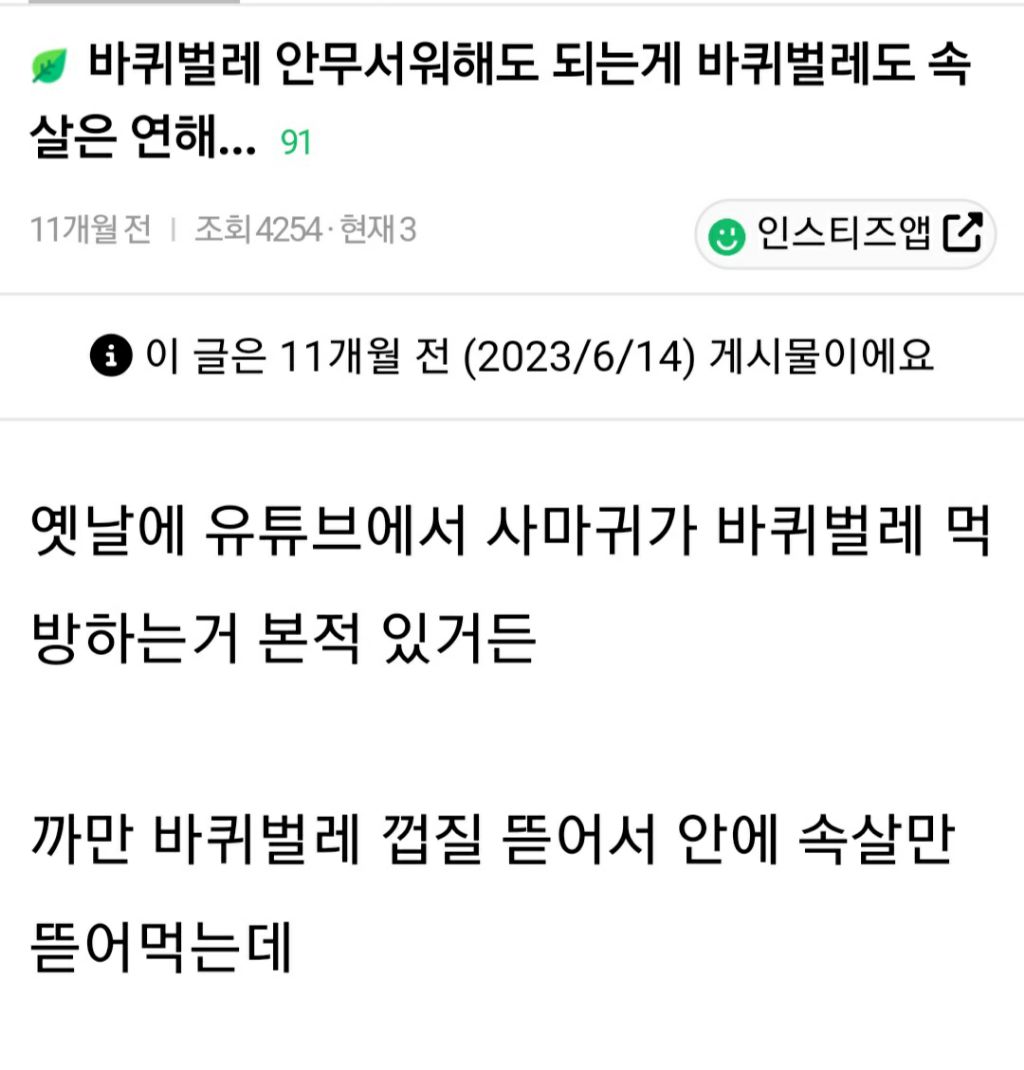 바퀴벌레 안무서워해도 되는게 바퀴벌레도 속살은 연해... | 인스티즈