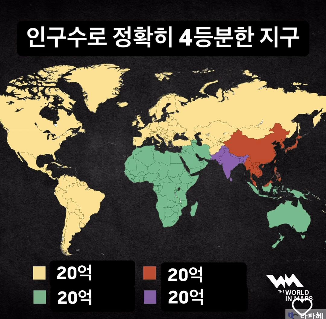 인구수로 4등분한 지구 | 인스티즈
