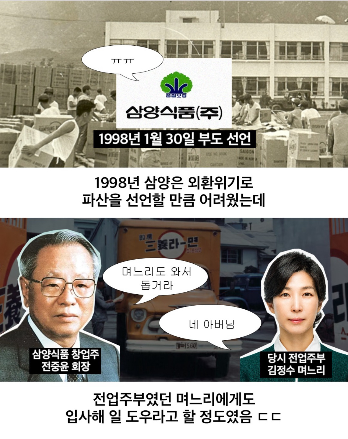 망해가던 삼양을 살려낸 불닭 며느리 | 인스티즈