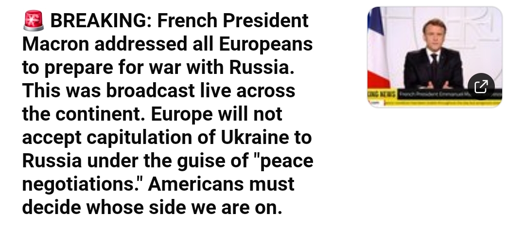 확실히 3차세계대전 나겠네.. 마크롱이 유럽연합한테 러시아와의 전쟁에 대비해야한다고 말함... | 인스티즈
